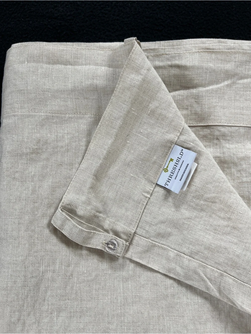 Threshold ALL LINEN Light Filtering Curtain Panel Natural Beige Flax 95” Fabric